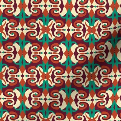 Colorful geometric elements, red, burgundy, emerald, yellow