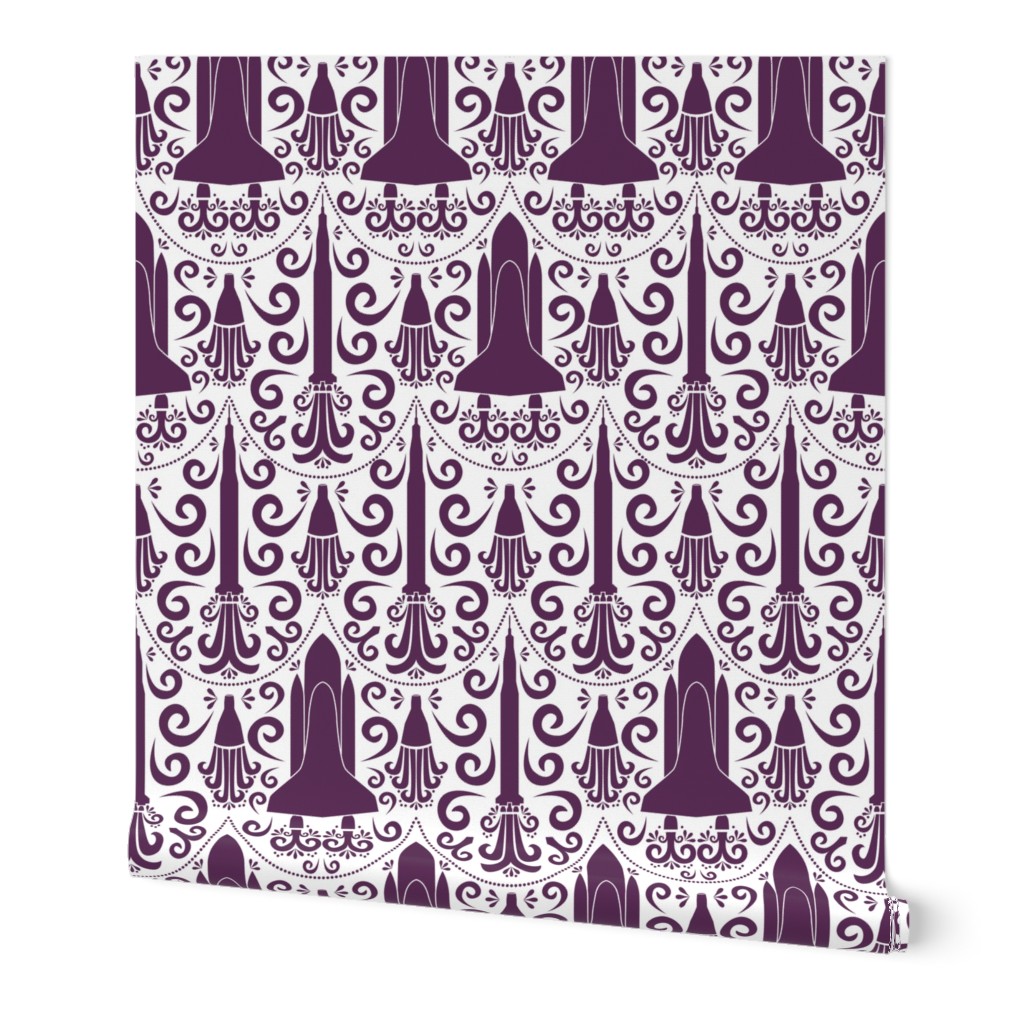 Rocket Science Damask (Purple and White)