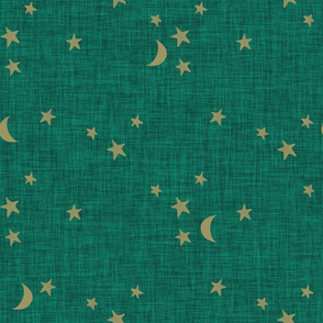 stars and moons // soft gold on 132-16 linen
