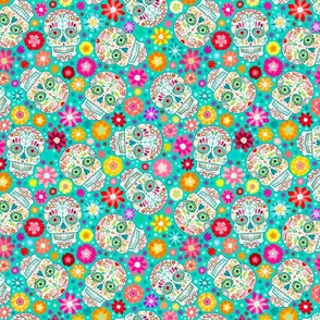 Sugar Skulls on Teal