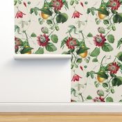 Vines with Exotic Flowers - Large - Off White