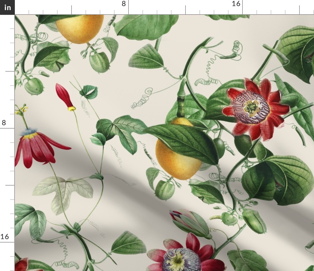 Vines with Exotic Flowers - Large - Off White