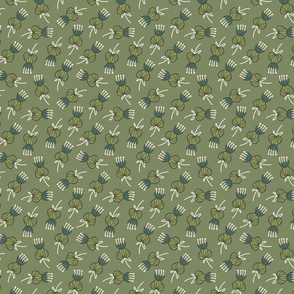 Midcentury Modern Thistle Ditsy in Green - Large