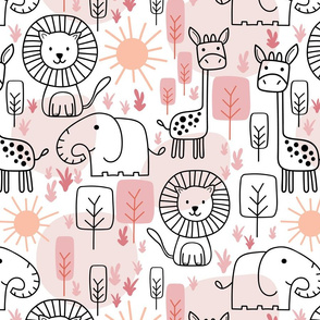 Line Art Safari - pink