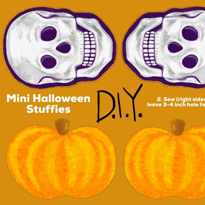Mini Halloween Stuffies - Cut & Sew Skull and Pumpkin