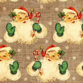 Retro Santa on Burlap - large scale