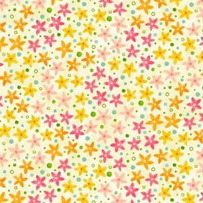 Bright n' Ditsy Watercolor Floral on Beige