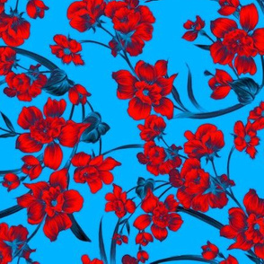 Floral on blue background