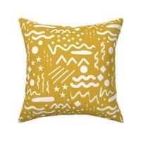 Tribal Abstract Art - white on golden honey, large