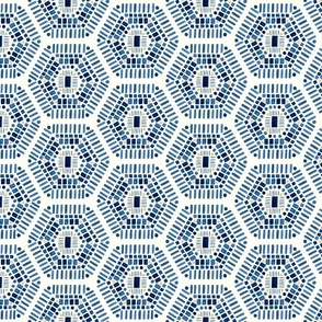 minimalism-indigo-honeycomb mosaic- watercolor