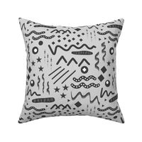 Tribal Abstract Art - grey on silver, large