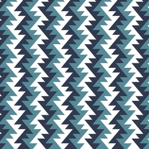 Navy blue aqua African zigzag stripes
