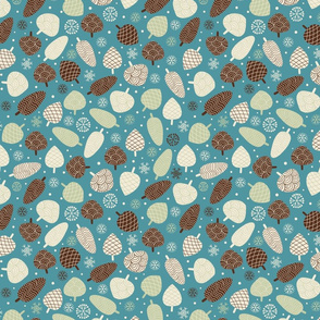 Pine Cones in snow-Teal