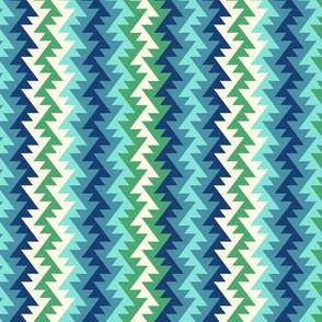 Retro stripes blue green vertical African zig-zag 
