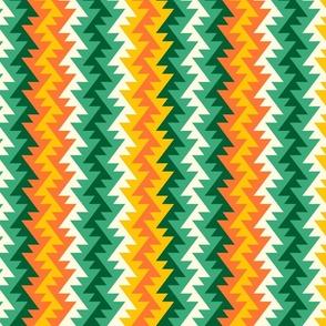 Boho retro stripes African zigzag green orange