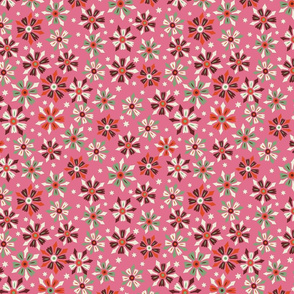 Christmassy Floral Stars - Pink