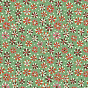 Christmassy Floral Stars - Green