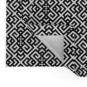 Structural Waves - Makosh - Slavic Geometric Rhombic White Black Folk Motive Ornament - Middle