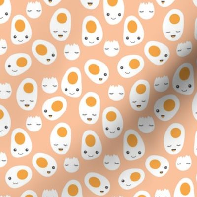 Cute kawaii baked eggs for breakfast cute food pattern orange coral