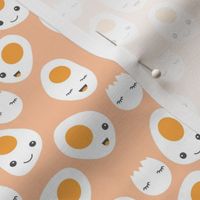 Cute kawaii baked eggs for breakfast cute food pattern orange coral