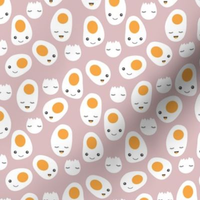 Cute kawaii baked eggs for breakfast cute food pattern mauve