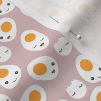 Cute kawaii baked eggs for breakfast cute food pattern mauve