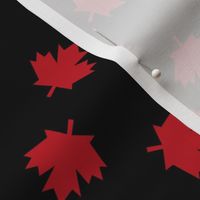 canada maple leaf fabric - red maple leaves - black