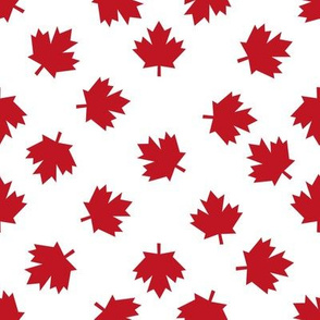 canada maple leaf fabric - red maple leaves - white