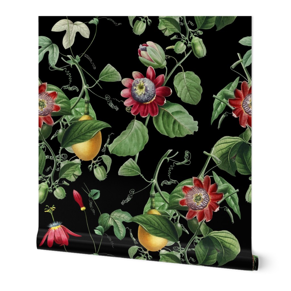 Vines with Exotic Flowers - Large - Black