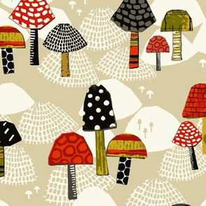 merry mushrooms red black large scale