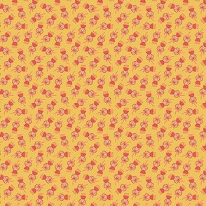 Midcentury Modern Thistle Ditsy in Yellow and Pink - Small