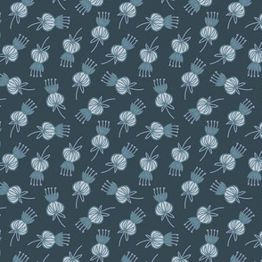 Midcentury Modern Thistle Ditsy in Soft Blues - Medium