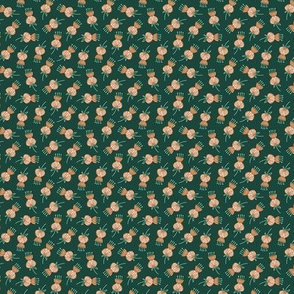 Midcentury Modern Thistle Ditsy in Blush Pink and Forest Green - Small
