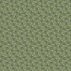 Midcentury Modern Thistle Ditsy in Green - Small