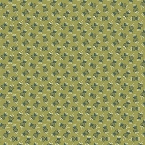 Midcentury Modern Thistle Ditsy in Olive Green - Small