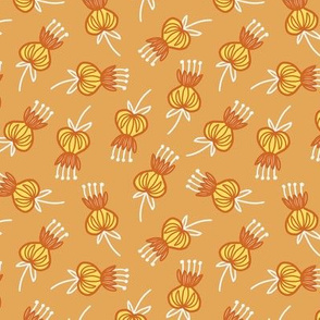 Midcentury Modern Thistle Ditsy in Autumn Yellow and Orange - Large