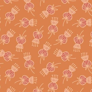 Midcentury Modern Thistle Ditsy in Harvest Orange - Large