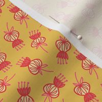 Midcentury Modern Thistle Ditsy in Yellow and Pink - Medium
