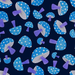 Happy Toadstools in Shades of Blue