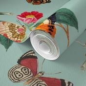 18" Vintage Butterflies - sepia mint - 1 layer