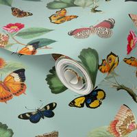 9" Vintage Butterflies - sepia mint - 1 layer