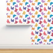 Rainbow Butterflies on White Background © Jennifer Garrett 2022