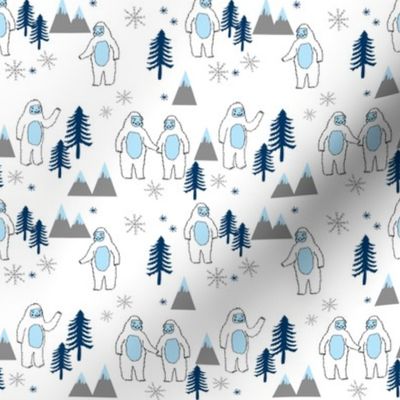 SMALL Yeti christmas winter snow fabric white by andrea lauren