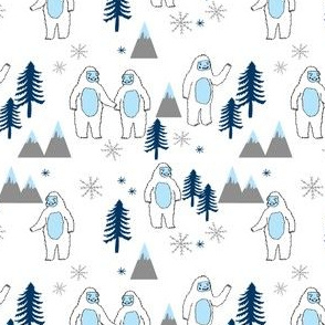 SMALL Yeti christmas winter snow fabric white by andrea lauren