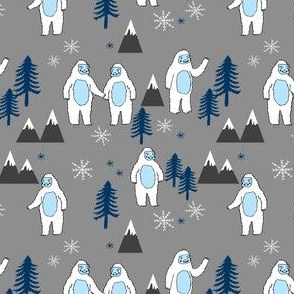 SMALL Yeti christmas winter snow fabric grey by andrea lauren