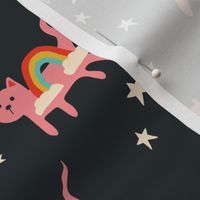 Pink Rainbow Cats in Space
