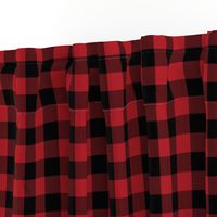 1" Woven Buffalo Check - Black on Red (buffalo plaid, black and red plaid, buffalo check, faux woven texture, 1 inch)