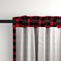 1" Woven Buffalo Check - Black on Red (buffalo plaid, black and red plaid, buffalo check, faux woven texture, 1 inch)