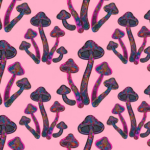 Cheap Custom Black Purple-Pink 3D Pattern Design Magic Mushrooms