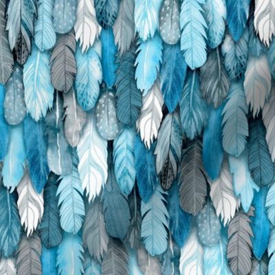 Owl Feathers Blue Small